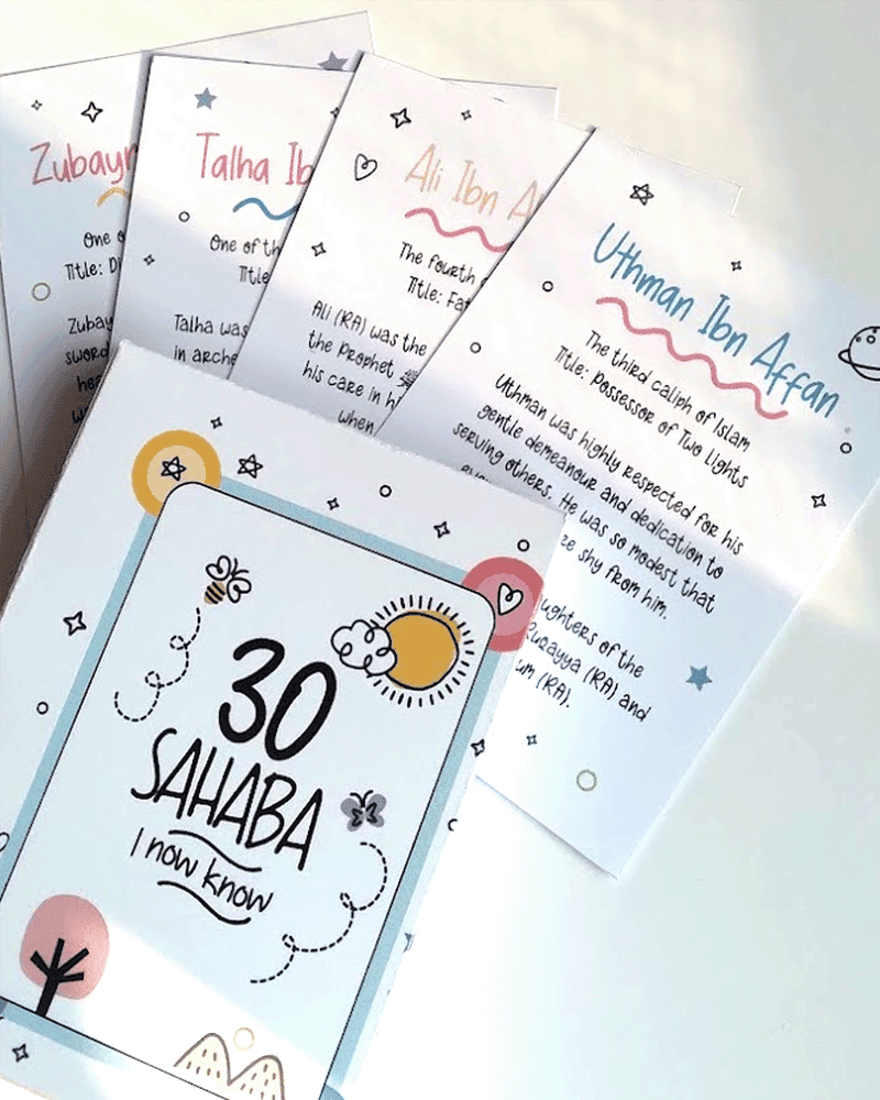 Sahaba cards for kids in Pakistan