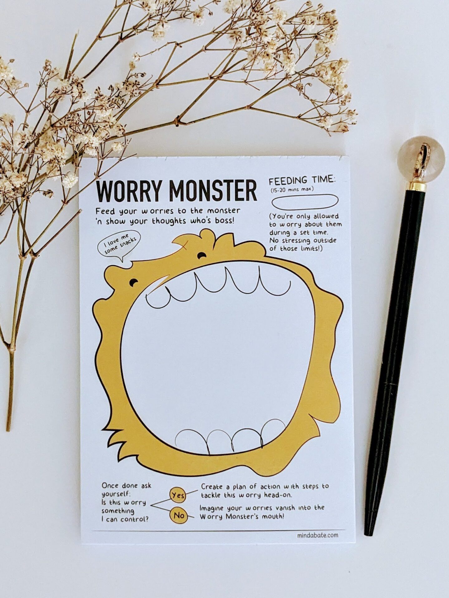 Anti-worry, anti-stress notepad