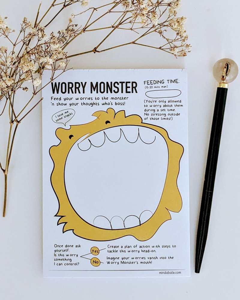 therapy notepad with a *bhooka* monster - only in Pakistan