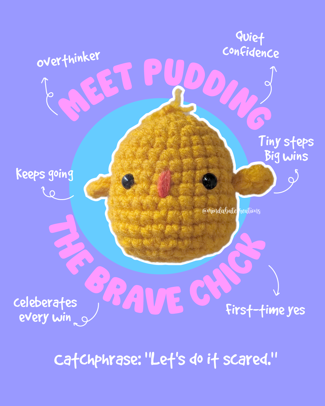 Pudding chick beginner crochet kit from Looplets by Mindabate